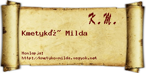 Kmetykó Milda névjegykártya